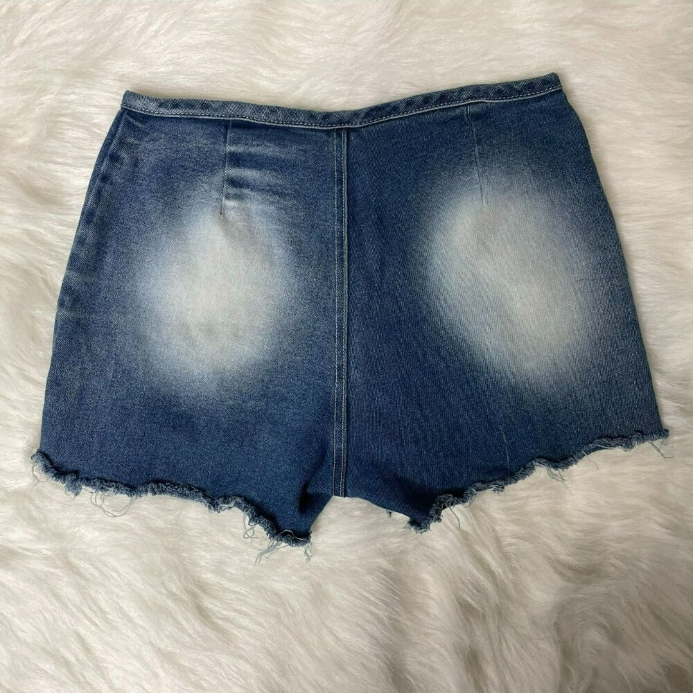 VTG Joy Jeans Women's Small (3) Y2K Lace-Up Stretch Cut-Off Mid-Rise Denim Short - Picture 2 of 7